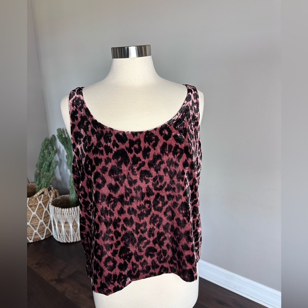 J. Crew Velvet Tank Blouse Holidays Office Party Always Rose Leopard Womens 14 - Picture 2 of 12
